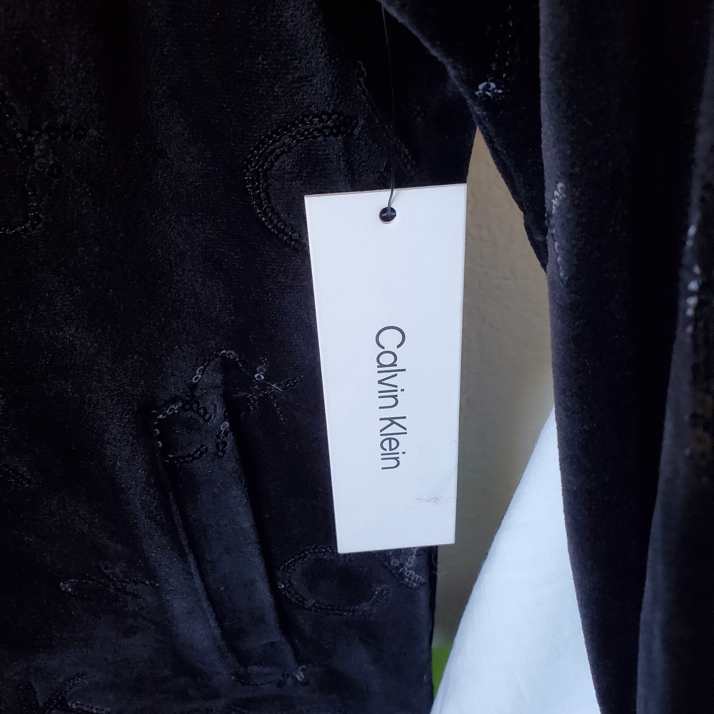 NWT Calvin Klein Black Sequin Velour Zip Hoodie Jacket — Small - Picture 6 of 8